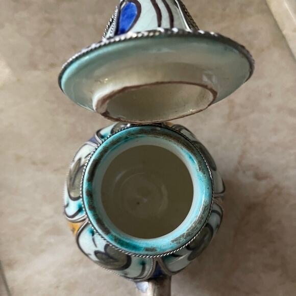 Vintage Moroccan teapot handpainted filigree ornate  Beautiful - Picture 9 of 11